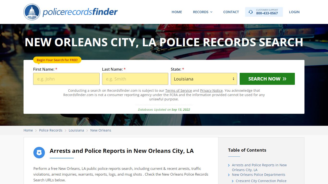 NEW ORLEANS CITY, LA POLICE RECORDS SEARCH - RecordsFinder